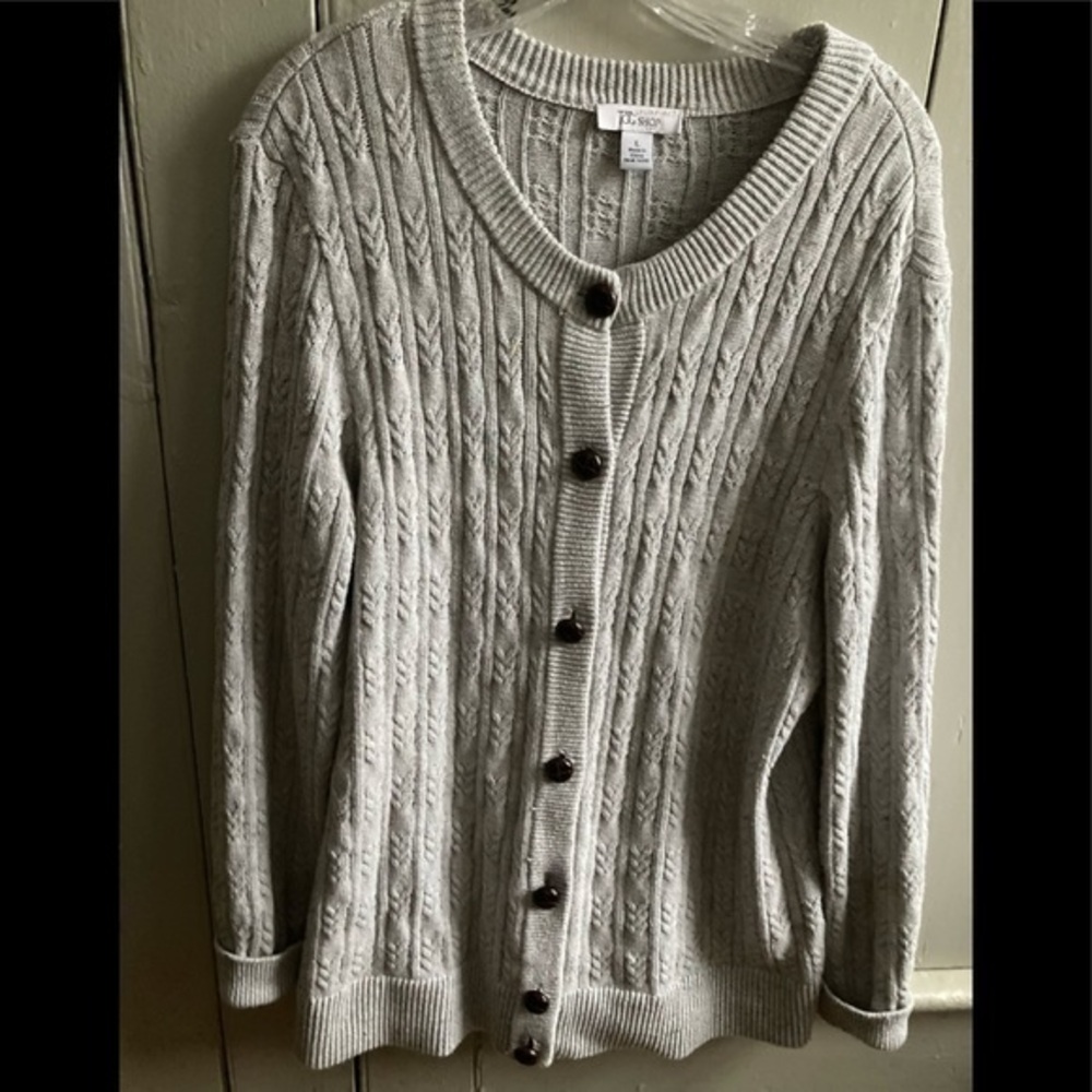 The Tog Shop Multicolored Spotted Cable Knit Cardigan Gray Size L Grandpa